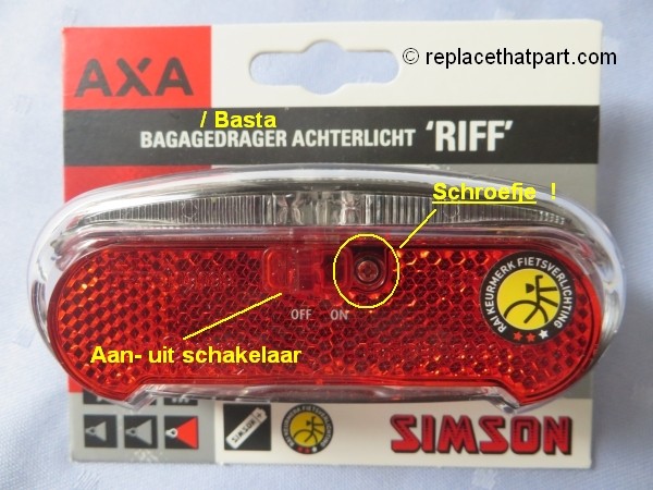 drinken scannen Iedereen Axa / Basta Riff Bagagedrager LED Achterlicht Reflector – Batterijen  Vervangen – Handleiding – Replacethatpart.com